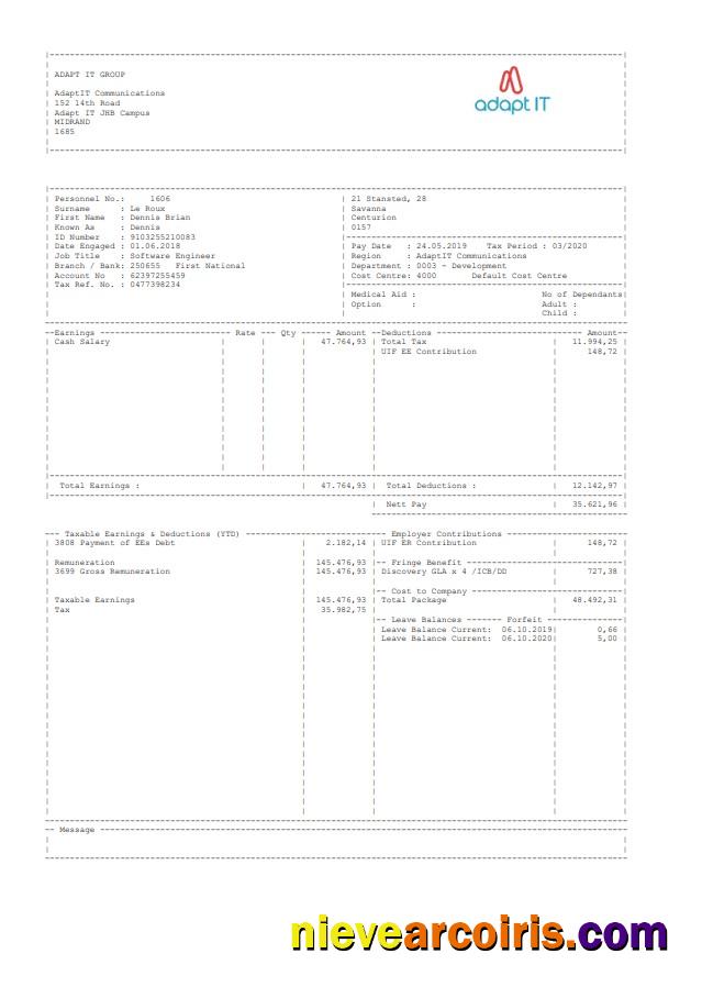 Adapt ID Group Paystub